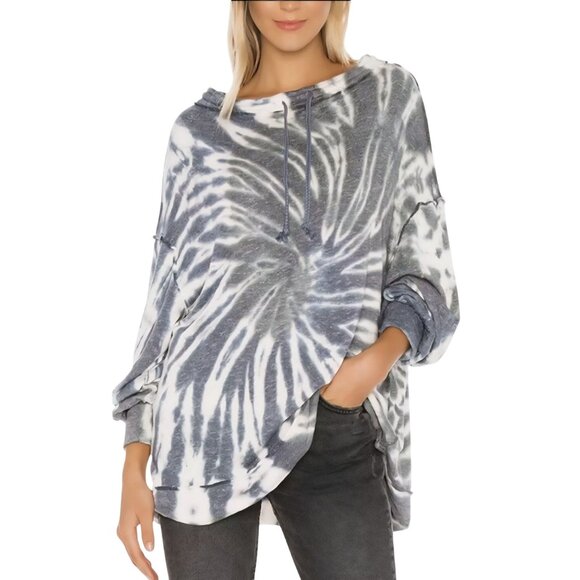 Free People We The Free Best Catch Tie Dye Tee Blue Combo Oversized Size M - Picture 7 of 13